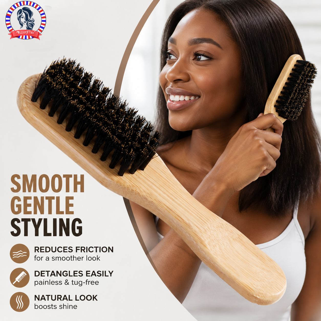 Bamboo Wood Bristle Brush Redu - مراجعة Mens Grooming Barber وسعره